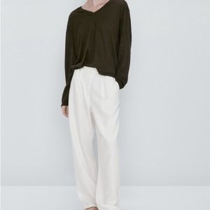 Massimo Dutti NWT linen v-neck sweater size small